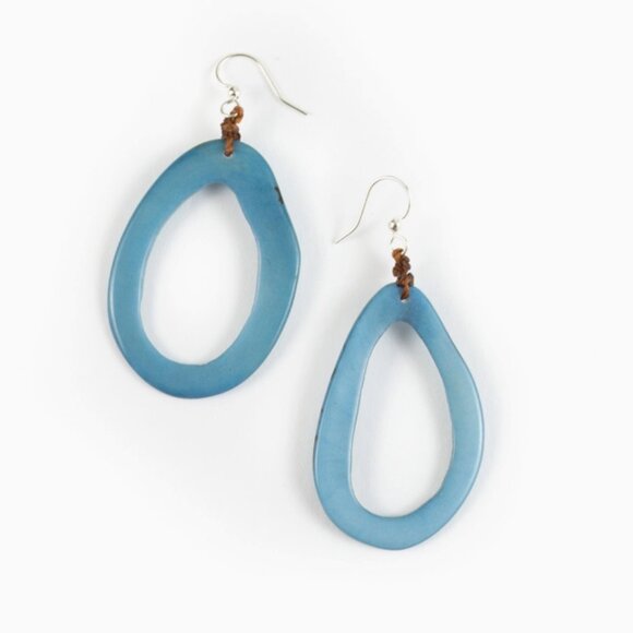 TAGUA Marianitas Sustainable Vegan Ivory Dangle Hoop Earrings - Picture 2 of 8